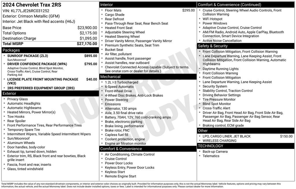 Certified 2024 Chevrolet Trax RS w/ Sunroof Package image 54