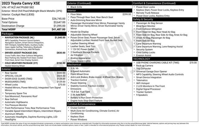 Used 2023 Toyota Camry XSE w/ Navigation Package FWD image 36