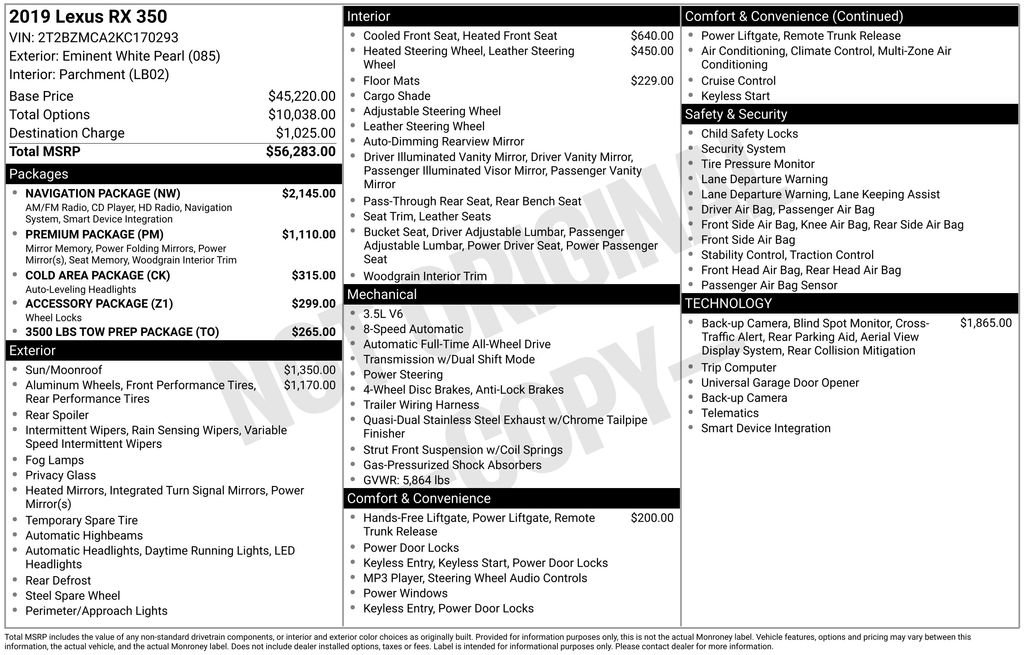 Used 2019 Lexus RX 350 AWD w/ Navigation Package image 43