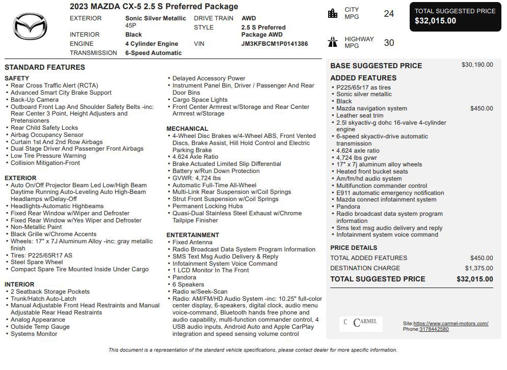 Used 2023 MAZDA CX-5 AWD 2.5 S w/ Preferred Package image 3