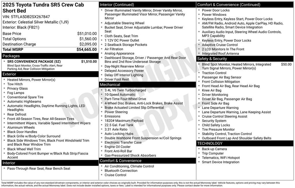Used 2025 Toyota Tundra SR5 w/ SR5 Convenience Package AWD/4WD image 38
