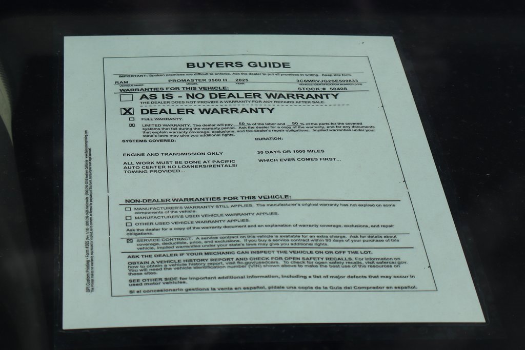 Used 2025 RAM ProMaster 3500 w/ Convenience Group image 49