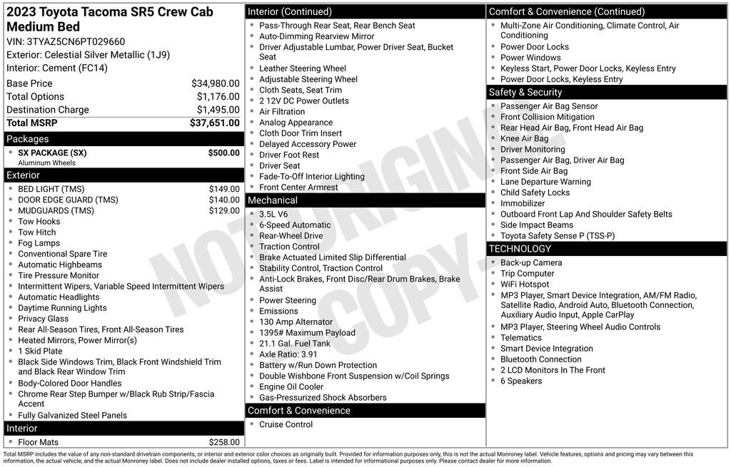 Used 2023 Toyota Tacoma SR5 w/ SX Package RWD image 15
