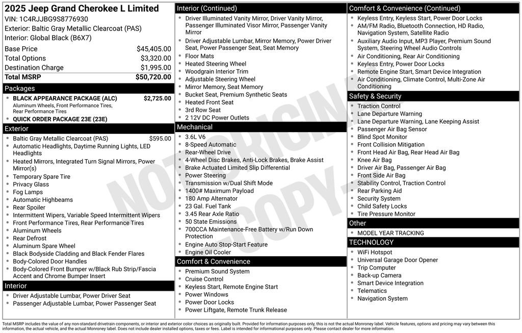 New 2025 Jeep Grand Cherokee L Limited w/ Black Appearance Package RWD image 9