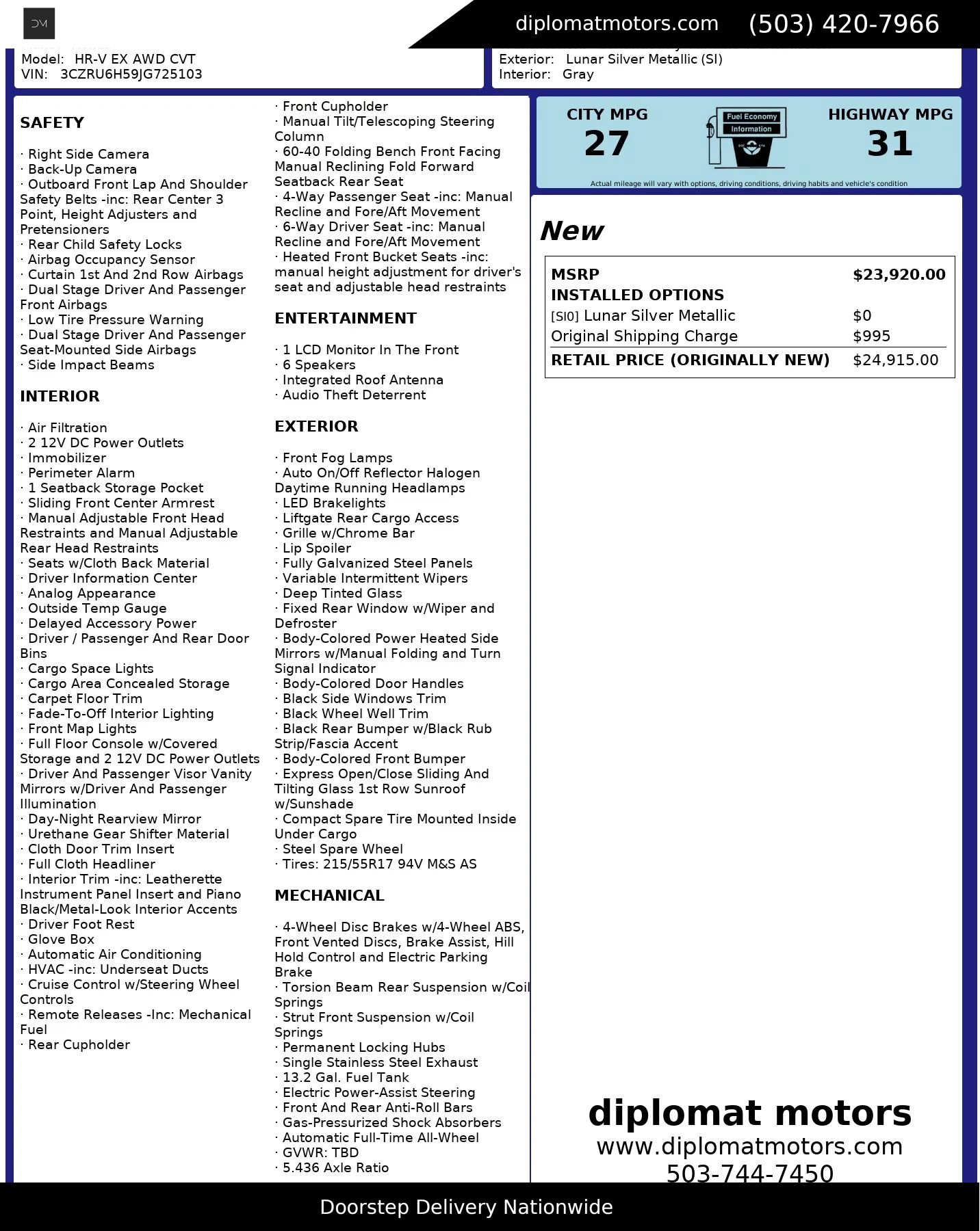 Used 2018 Honda HR-V EX image 3