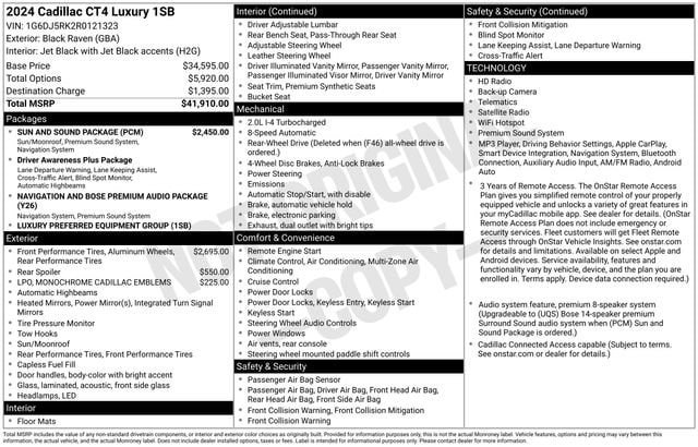 Certified 2024 Cadillac CT4 Luxury w/ Sun And Sound Package RWD image 34