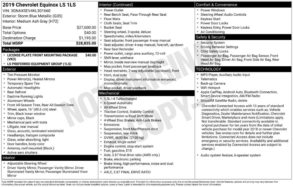 Used 2019 Chevrolet Equinox LS AWD/4WD image 6