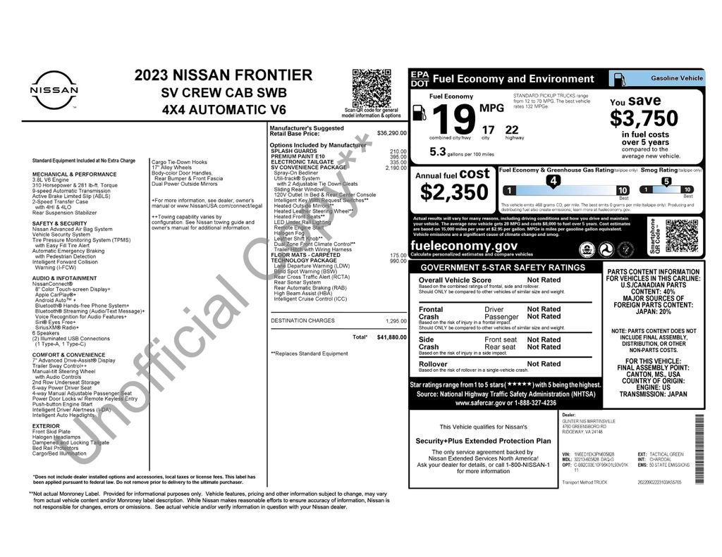 Certified 2023 Nissan Frontier SV w/ SV Convenience Package image 7