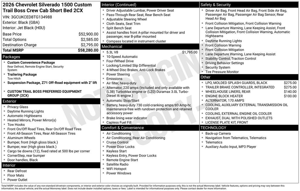 New 2026 Chevrolet Silverado 1500 Custom Trail Boss image 46