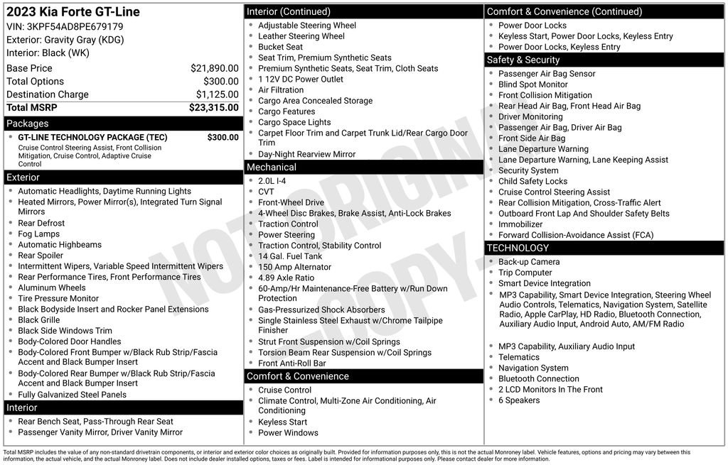 Used 2023 Kia Forte GT-Line w/ GT-Line Technology Package FWD image 39