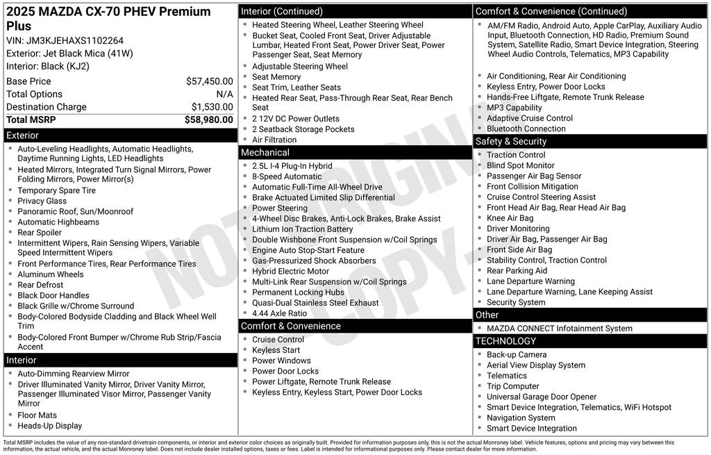 Used 2025 MAZDA CX-70 Plug-In Hybrid w/ Premium Plus image 3