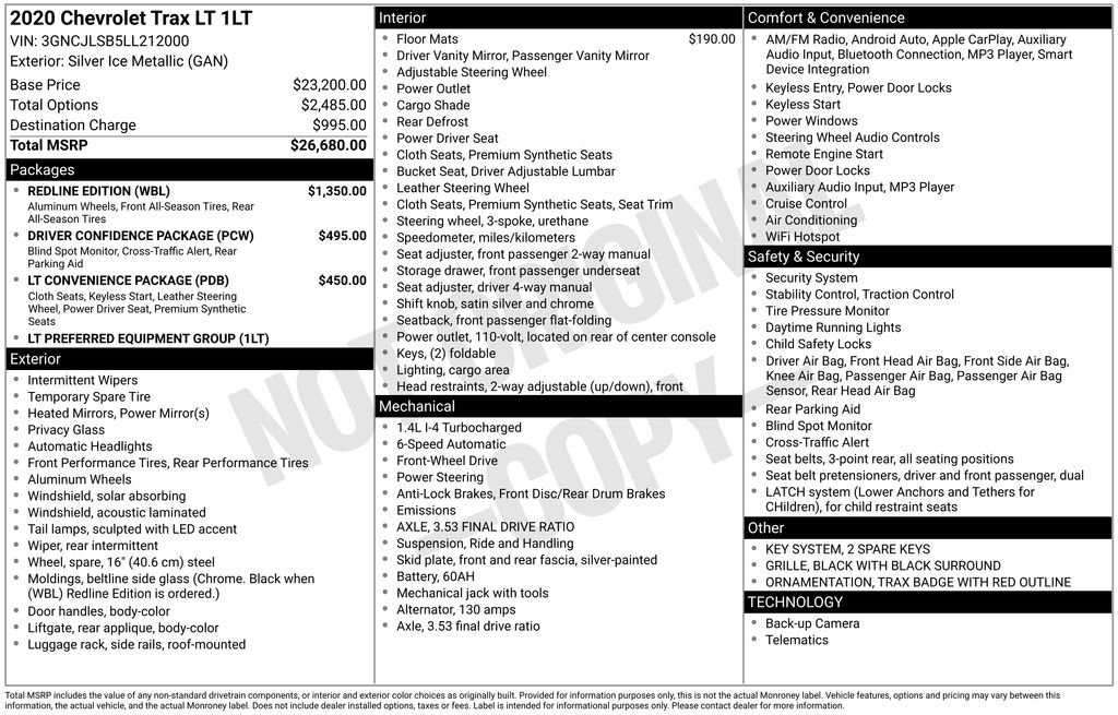 Certified 2020 Chevrolet Trax LT w/ Redline Edition image 33