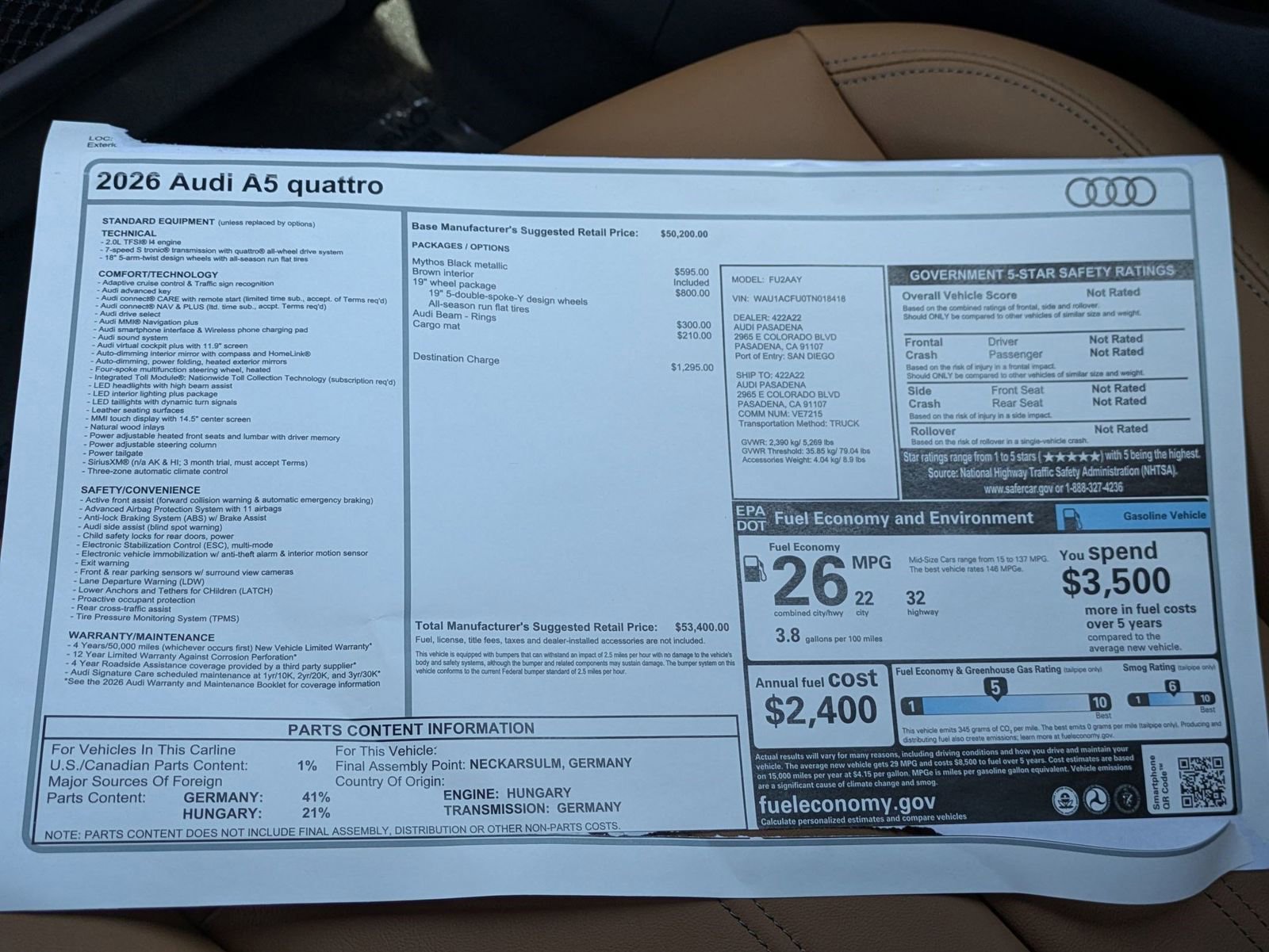 New 2026 Audi A5 Premium AWD/4WD image 18