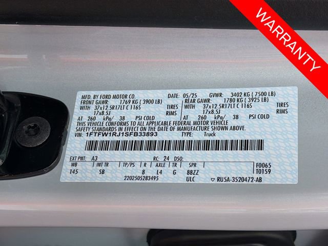 Certified 2025 Ford F150 Raptor w/ Equipment Group 803A Raptor R image 34