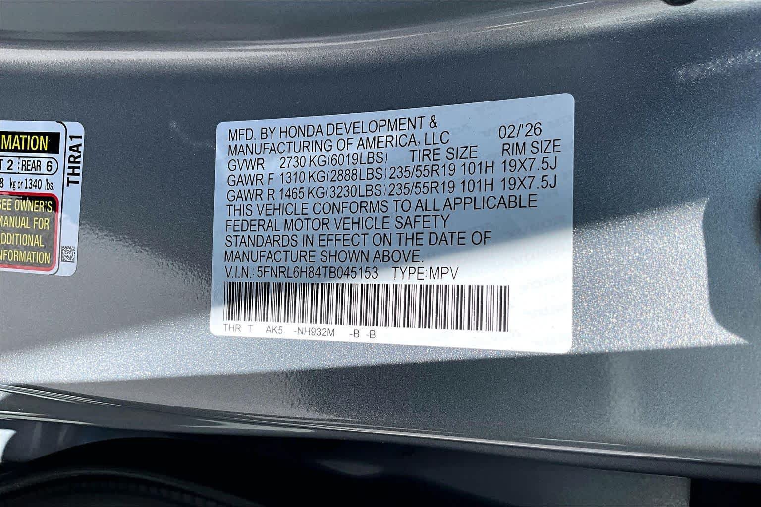 New 2026 Honda Odyssey Touring image 18
