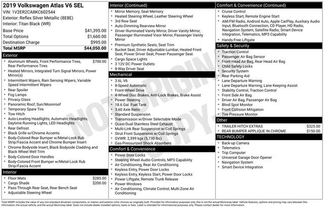 Used 2019 Volkswagen Atlas SEL FWD image 50