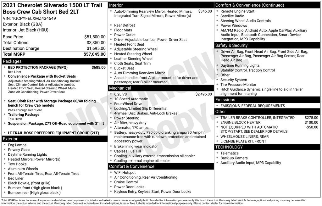 Used 2021 Chevrolet Silverado 1500 LT Trail Boss w/ Bed Protection Package image 28