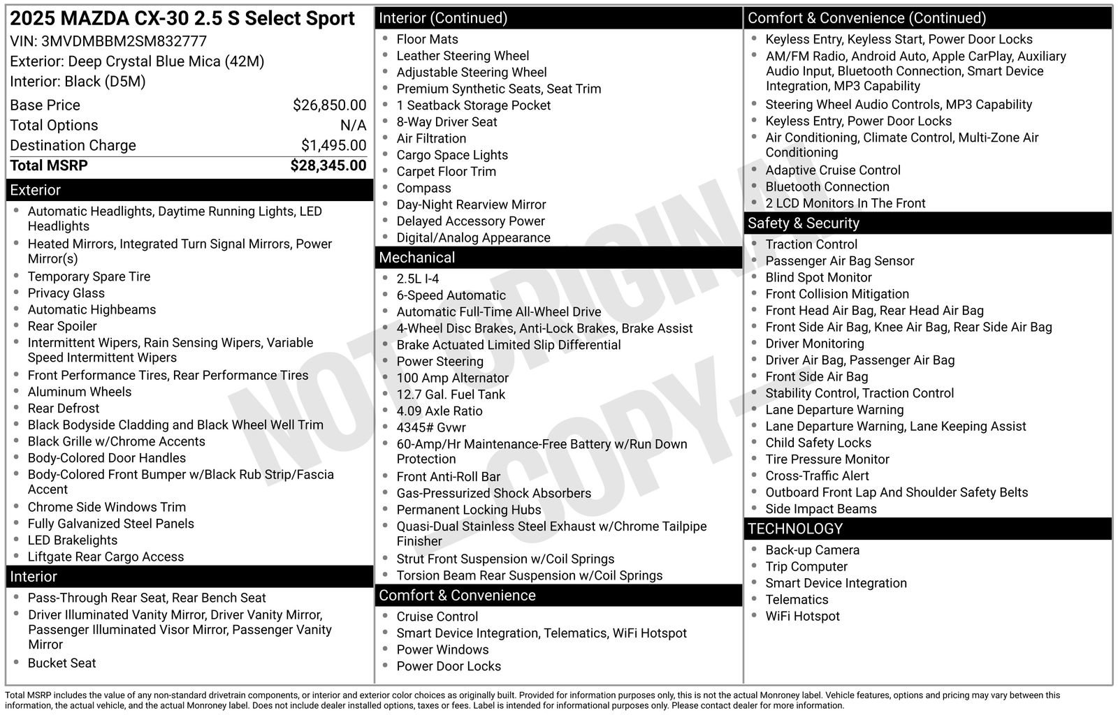 Certified 2025 MAZDA CX-30 AWD 2.5 S w/ Select Sport Pkg image 23