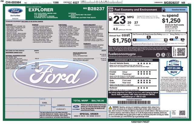 Used 2021 Ford Explorer Limited w/ Equipment Group 301A AWD/4WD image 7