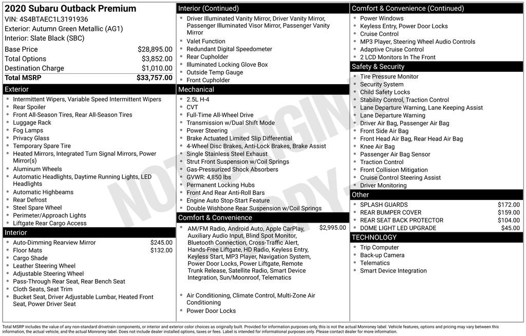 Used 2020 Subaru Outback Premium image 39