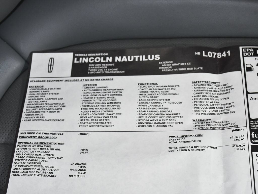 Used 2022 Lincoln Nautilus Reserve w/ Cargo Utility Package AWD/4WD image 55