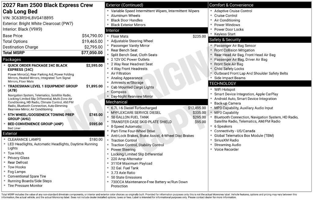 New 2027 RAM 2500 Tradesman AWD/4WD image 5