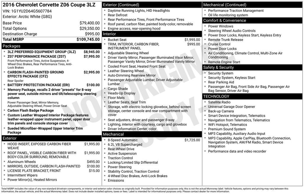 Used 2016 Chevrolet Corvette Z06 w/ 3LZ Preferred Equipment Group RWD image 42