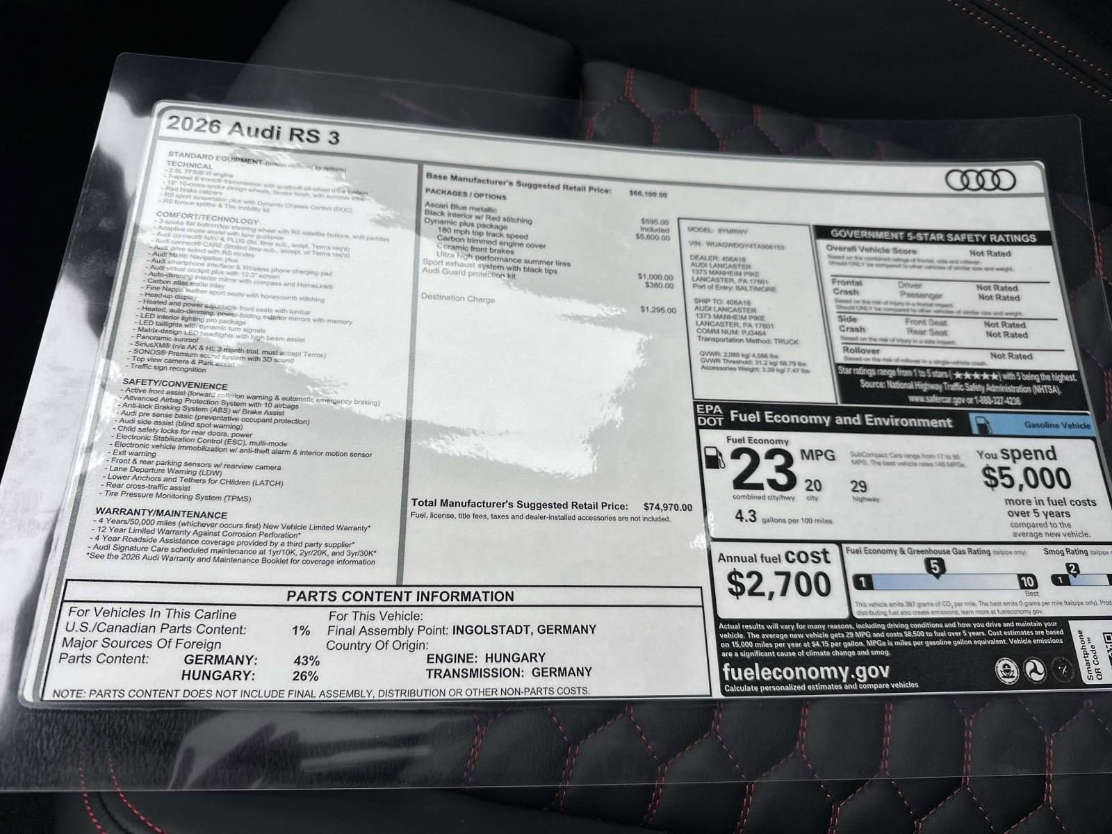 New 2026 Audi RS 3 image 36