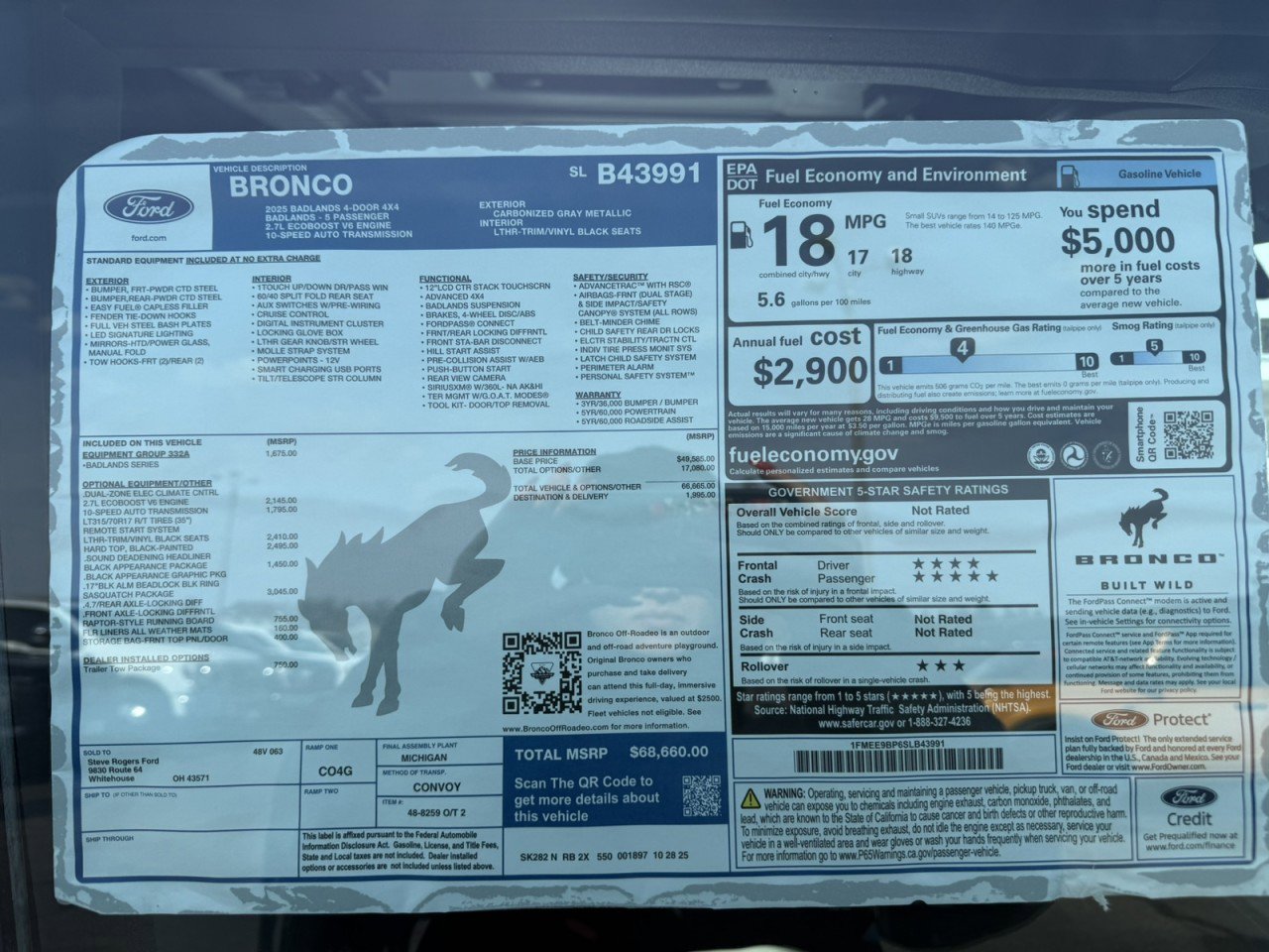 New 2025 Ford Bronco Badlands w/ Sasquatch Package image 2