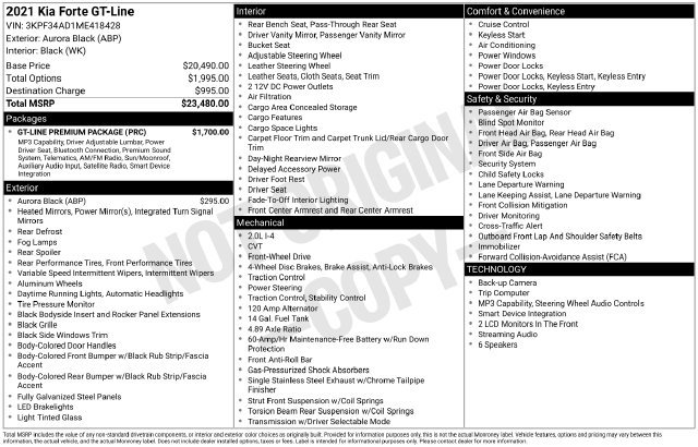 Used 2021 Kia Forte GT-Line w/ GT-Line Premium Package FWD image 6