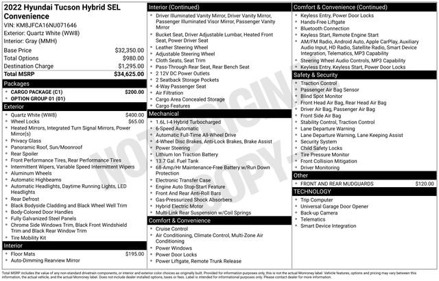 Used 2022 Hyundai Tucson SEL w/ Cargo Package AWD/4WD image 65