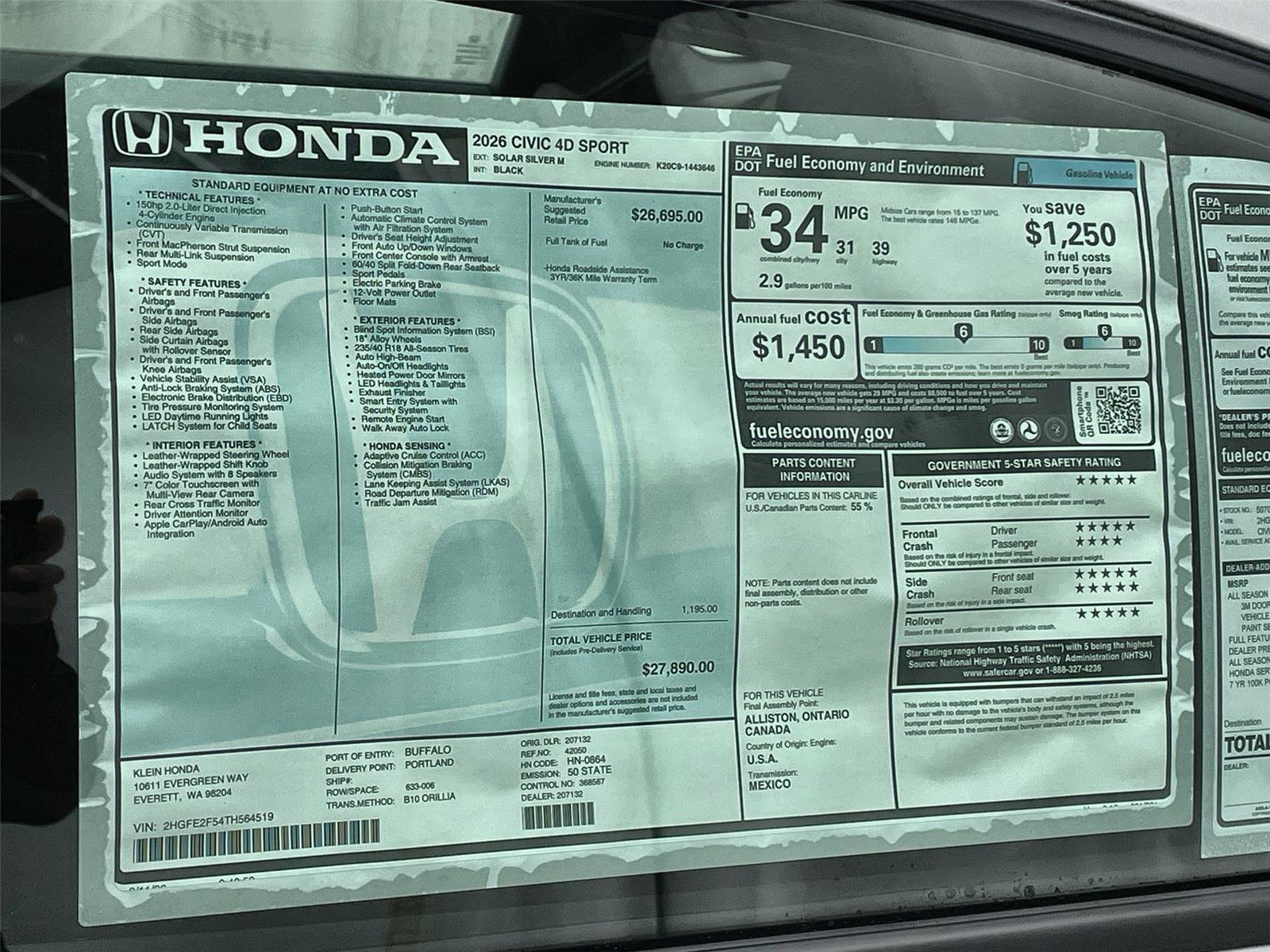 New 2026 Honda Civic Sport image 29