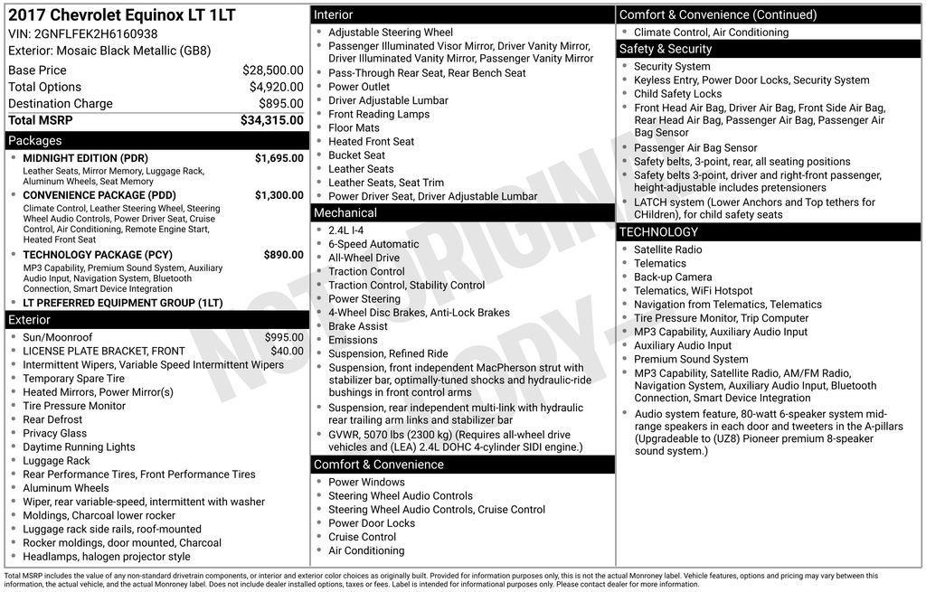 Used 2017 Chevrolet Equinox LT w/ Midnight Edition AWD/4WD image 11