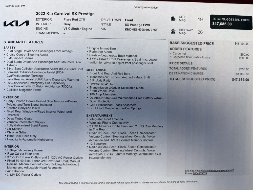 Used 2022 Kia Carnival SX Prestige FWD image 34