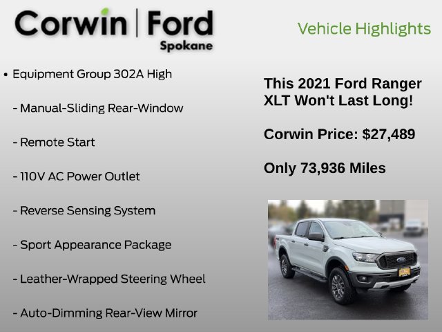 Used 2021 Ford Ranger XLT w/ Equipment Group 302A High AWD/4WD image 7