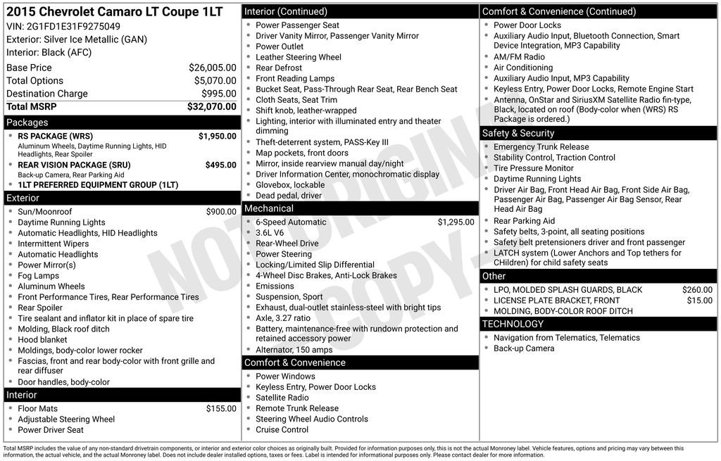 Used 2015 Chevrolet Camaro LT w/ RS Package RWD image 27