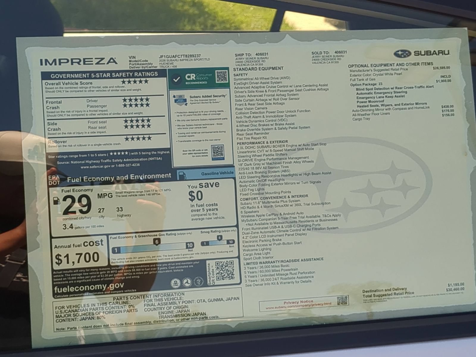 New 2026 Subaru Impreza 2.0i Sport AWD/4WD image 15