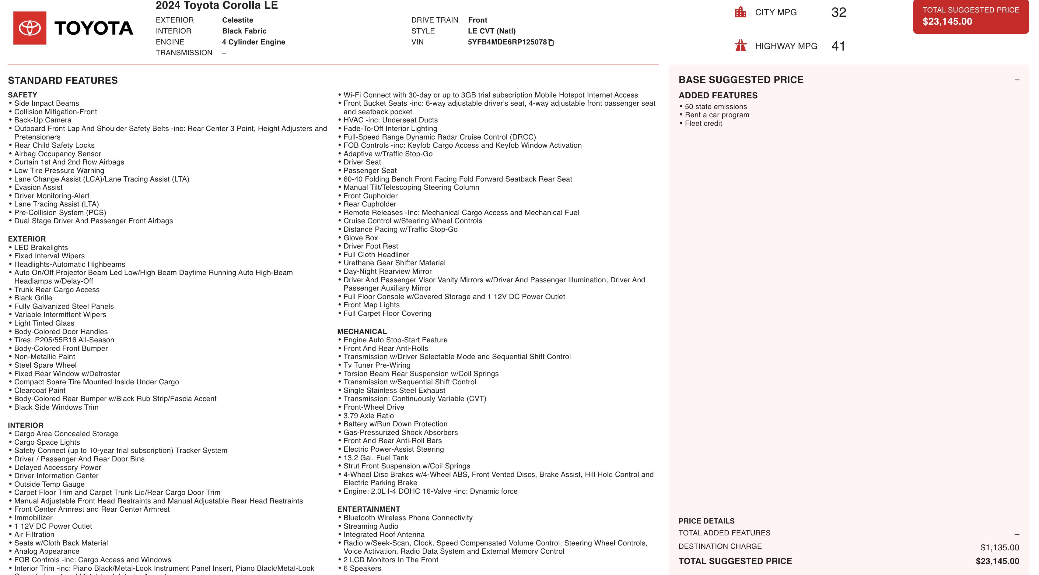Used 2024 Toyota Corolla LE image 3