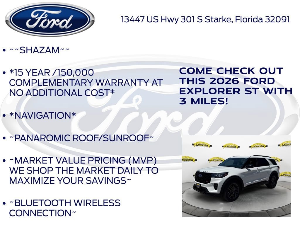 New 2026 Ford Explorer ST w/ Sun And Sound Package RWD image 5