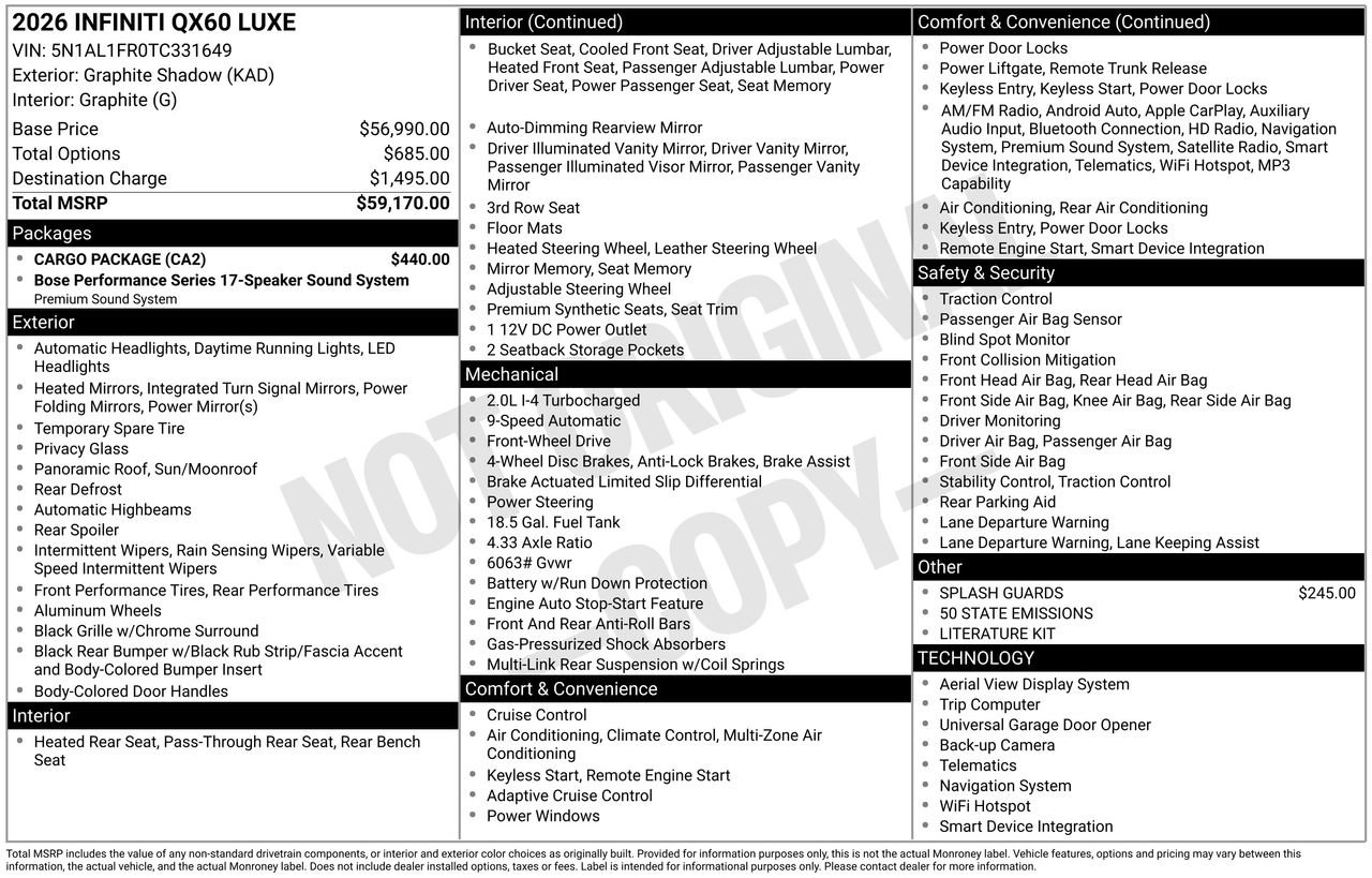 Certified 2026 INFINITI QX60 Luxe w/ Cargo Package FWD image 34