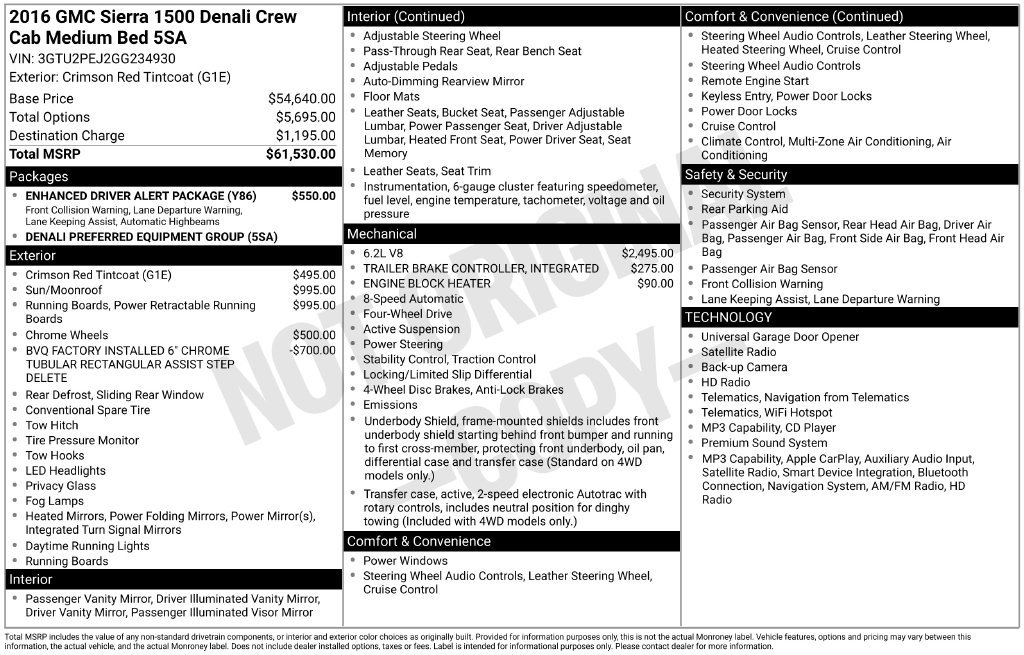 Used 2016 GMC Sierra 1500 Denali w/ Enhanced Driver Alert Package AWD/4WD image 59