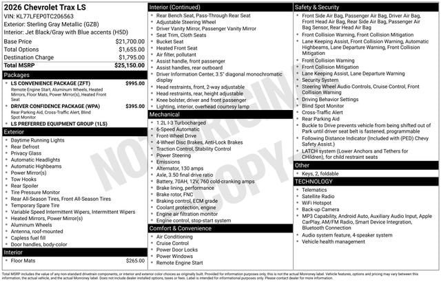 New 2026 Chevrolet Trax LS w/ LS Convenience Package FWD image 4