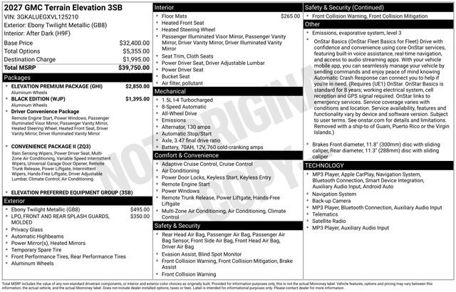 New 2027 GMC Terrain Elevation w/ Elevation Premium Package AWD/4WD image 3