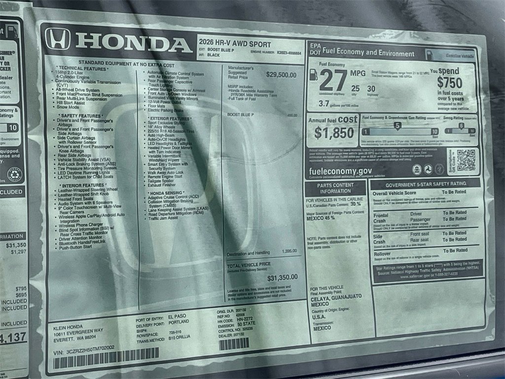 New 2026 Honda HR-V Sport image 31