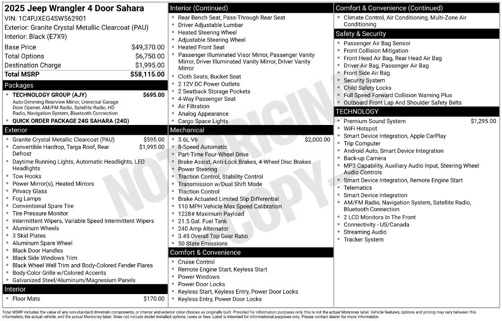 Certified 2025 Jeep Wrangler Unlimited Sahara w/ Technology Group AWD/4WD image 8