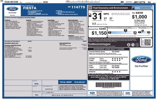 Used 2018 Ford Fiesta SE w/ Cold Weather Package FWD image 10