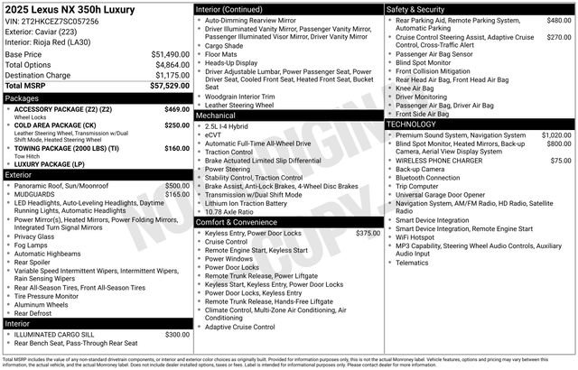 Certified 2025 Lexus NX 350h AWD w/ Accessory Package (Z2) image 42