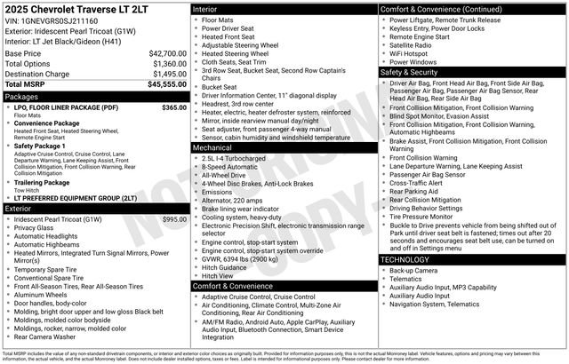 New 2025 Chevrolet Traverse LT w/ LPO, Floor Liner Package image 4
