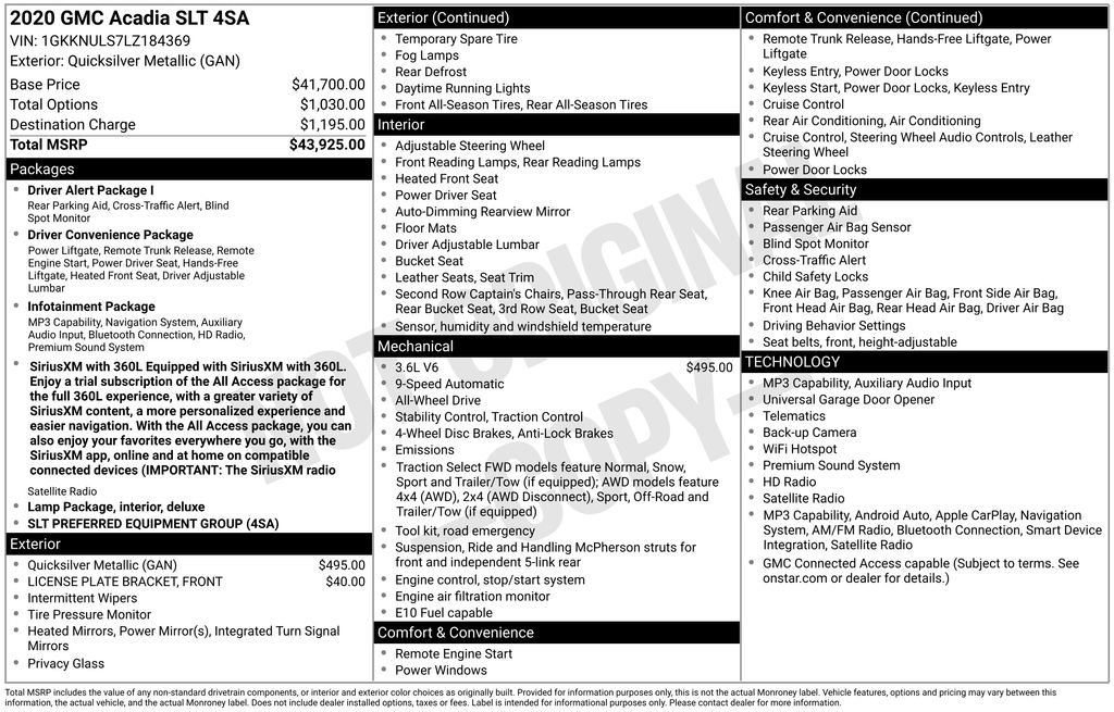 Used 2020 GMC Acadia SLT AWD/4WD image 3