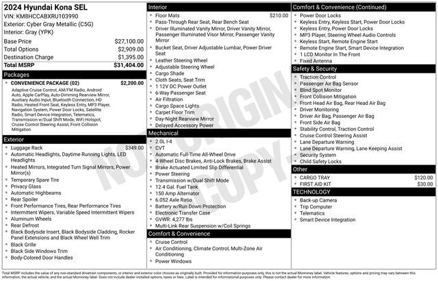 Used 2024 Hyundai Kona SEL w/ Convenience Package image 5